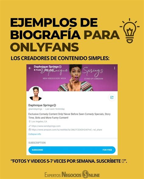 biografia para onlyfans ejemplos|Consejos y Ejemplos para Crear una Biografía。